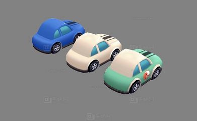 手绘卡通出租车 3辆面包车 texi 小汽车 Q版汽车模型 汽车玩具 城市交通 - 综合模型